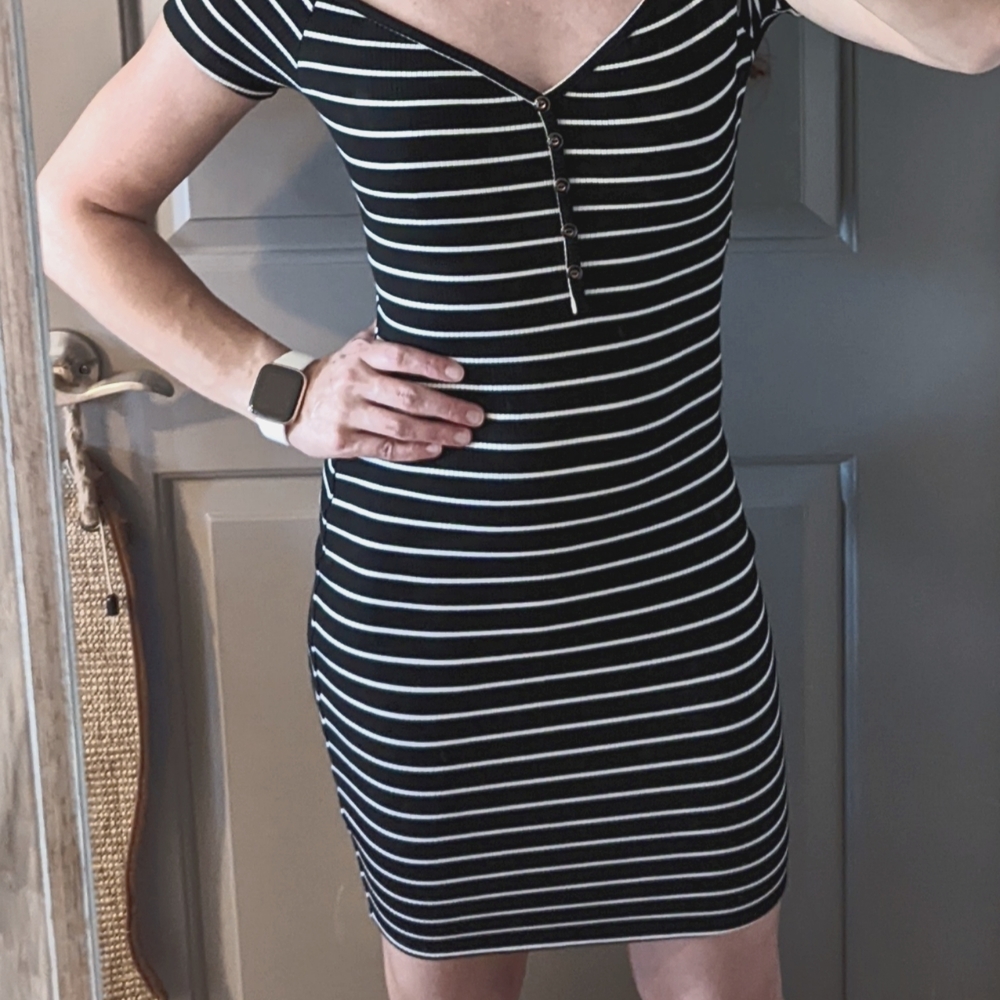 Black & White Bodycon Dress, Size M